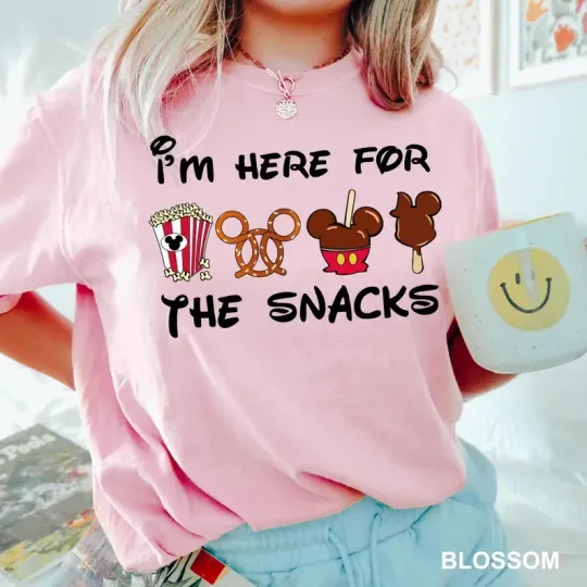 Discover Disney Mickey Mouse Here For The Snacks Blossom Comfort Colors T-shirt