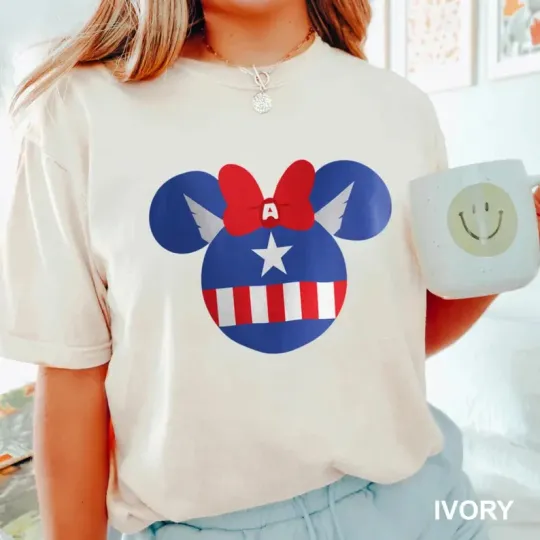 Discover Disney Mickey Mouse Captain America Logo Ivory Comfort Colors T-shirt