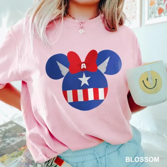 Discover Disney Mickey Mouse Captain America Logo Blossom Comfort Colors T-shirt