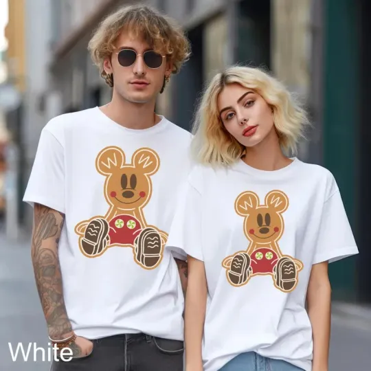 Discover Disney Mickey Mouse Gingerbread Big Graphic White Comfort Colors T-shirt