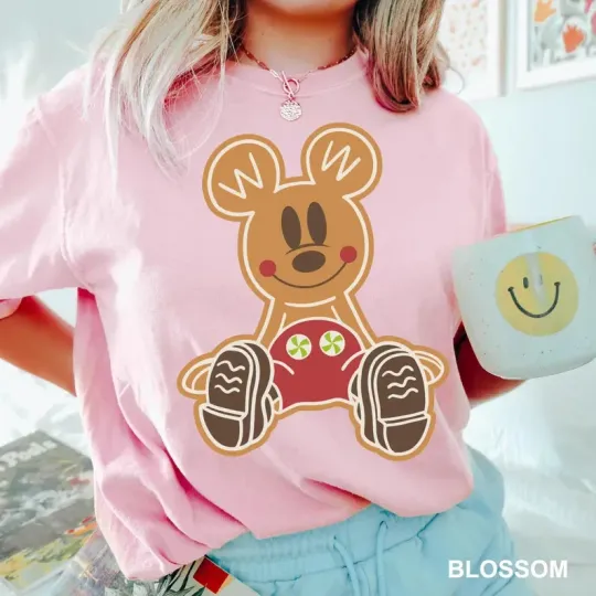 Discover Disney Mickey Mouse Gingerbread Big Graphic Blossom Comfort Colors T-shirt