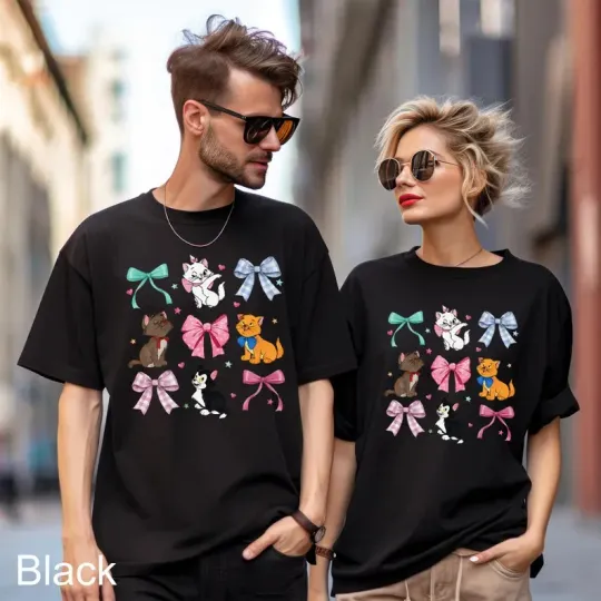 Discover Disney Aristocats Coquette Bow Black Comfort Colors T-shirt