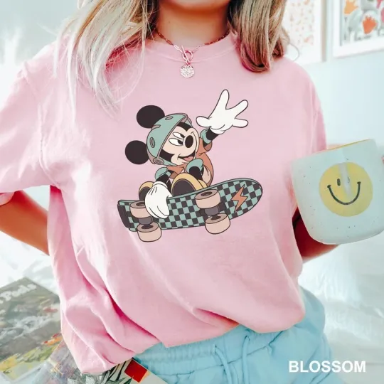 Discover Disney Mickey Mouse Skateboard Blossom Comfort Colors T-shirt