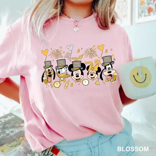 Discover Disney Mickey And Friends New Year Family Blossom Comfort Colors T-shirt