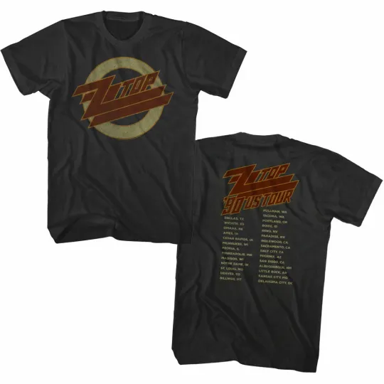 Discover ZZ Top US Tour 1990 Men's T-Shirt Vintage Logo Rock Band Concert Merch