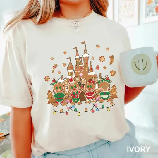 Discover Disney Mickey And Friends Gingerbread Castle Ivory Comfort Colors T-shirt
