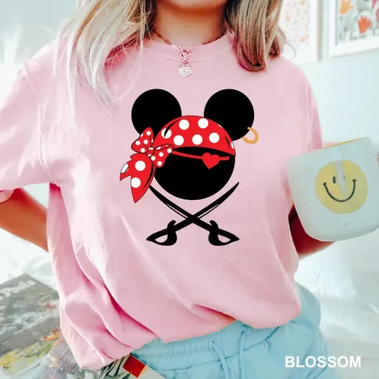 Discover Disney Mickey Mouse Head Logo Pirate Blossom Comfort Colors T-shirt