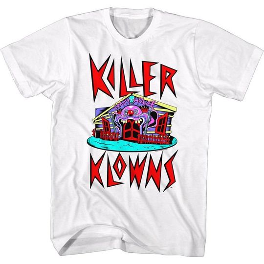 Discover Killer Klowns Crazy House White Adult T-Shirt