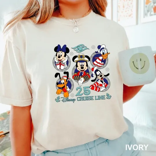 Discover Disney Mickey Mouse And Friends Cruise Line 25 Ivory Comfort Colors T-shirt