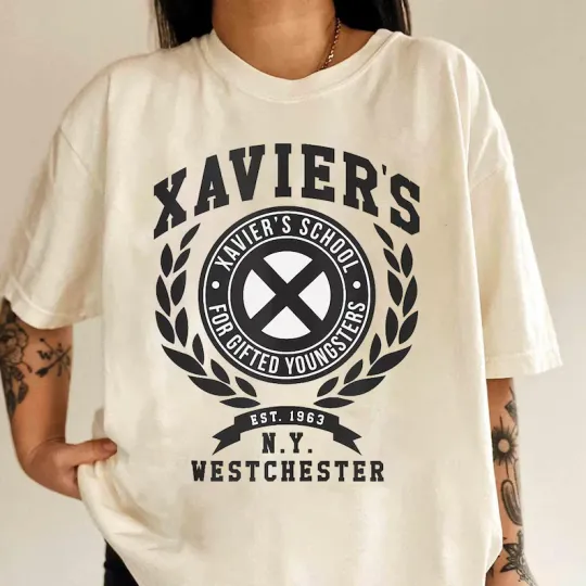 Discover Disney Marvel X-Men Xavier's School Ivory Comfort Colors T-shirt