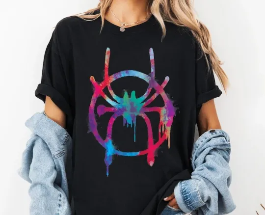 Discover Disney Marvel Spider-Man Rainbow Logo Black Comfort Colors T-shirt