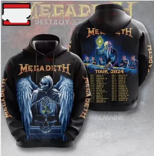 Discover Megadeth Band Design Tour All Over Print Hoodie 3D