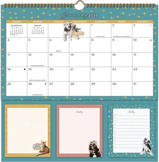 Discover Rachael Hale + Nhs - Lovable Animals 2026 Memomate Spiral Calendar Wall