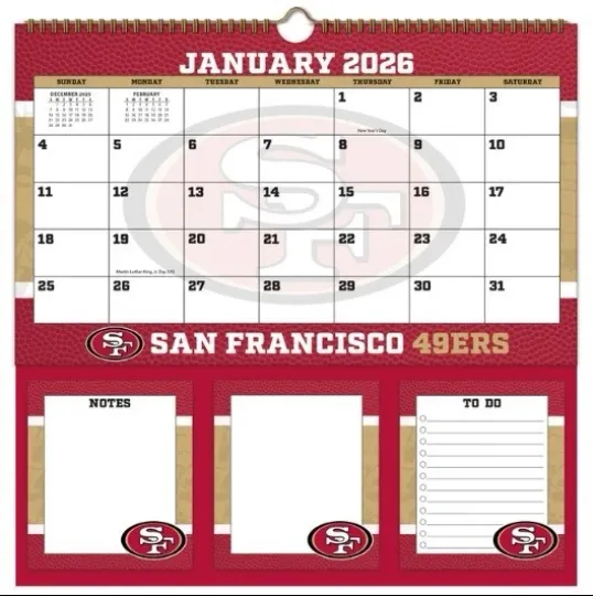 Discover San Francisco Football 2026 Memomate Spiral Calendar
