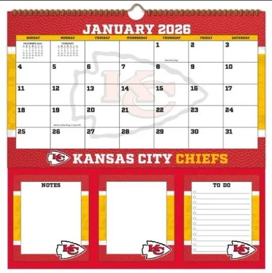Discover Kansas City Football 2026 Memomate Spiral Calendar