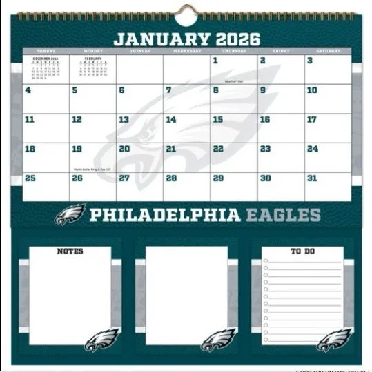Discover Philadelphia Eagles 2026 Memomate Spiral Calendar