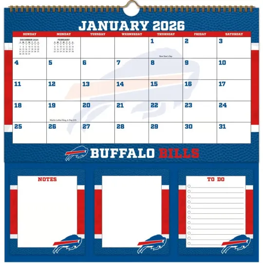 Discover football Buffalo 2026 Memomate Spiral Wall Calendar
