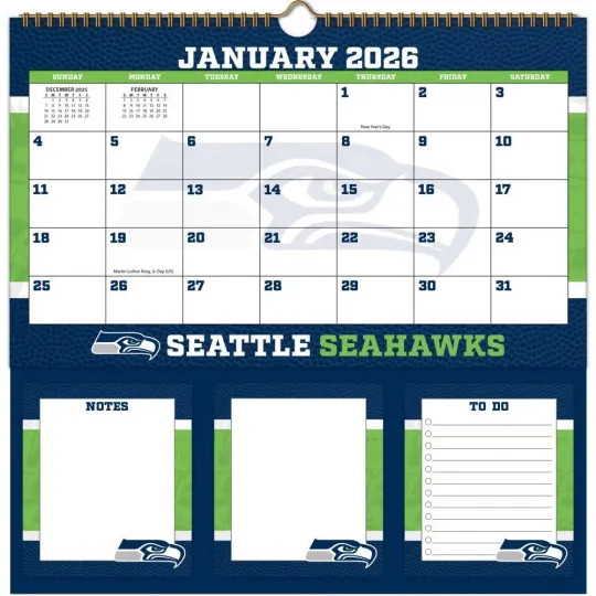 Discover football Seattle 2026 Memomate Spiral Wall Calendar