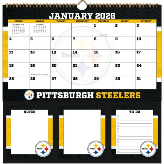 Discover football Pittsburgh 2026 Memomate Spiral Wall Calendar