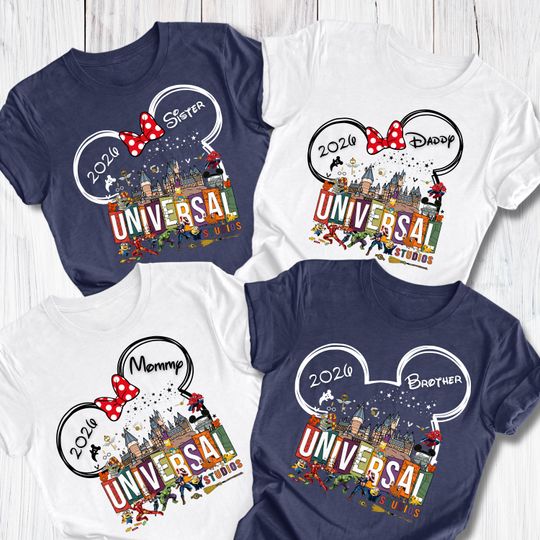 Discover Custom Disney Universal Studios  Vacation Shirt, Family Matching Trip Shirt, 2026 Group Universal Studios Shirts, Disney Birthday Shirt