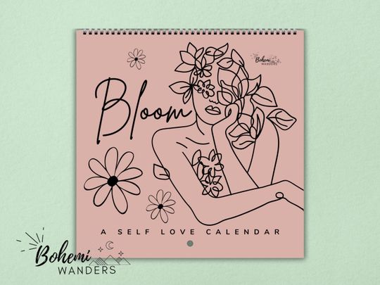 Discover Bloom 2026 Wall Calendar: Self-Love Inspirational Woman Line Art