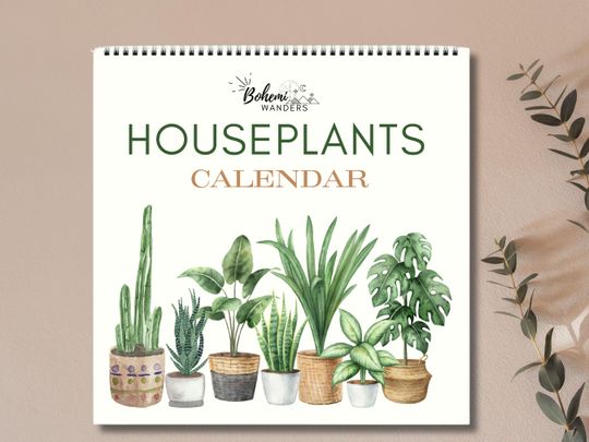Discover Watercolor Houseplants 2026 Wall Calendar, Botanical Plant Lover Gift