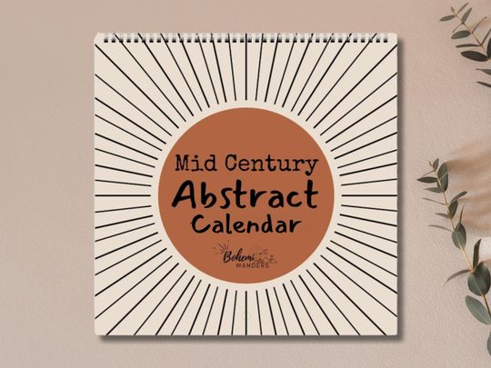 Discover Mid Century Modern 2026 Wall Calendar  Boho Abstract Geometric Wall Art