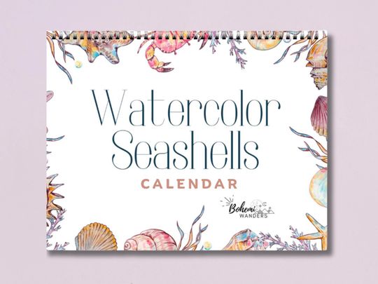Discover 2026 Watercolor Seashells Wall Calendar  Nautical Coastal Calendar for Beach House and Seashell Lovers