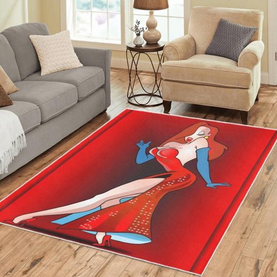 Discover Jessica Rabbit Area Rug Polyester Carpet with Anti-Slip Backing for Living Room or Bedroom