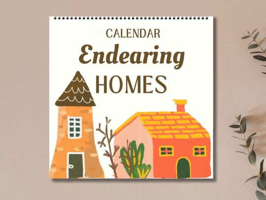 Discover 2026 Tiny Homes Watercolor Wall Calendar  Architecture Houses Custom Dates Calendar