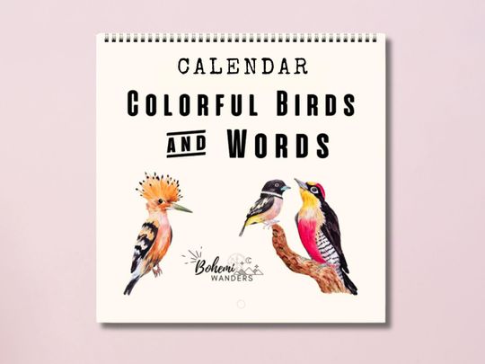 Discover Watercolor Bird Calendar 2026  Inspirational Mantras, Bird Lover Gift