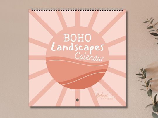 2026 Boho Landscape Calendar, Abstract Sun & Moon Design Calendar for Nature Lovers