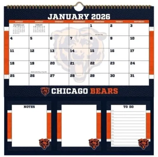 Discover Chicago Football 2026 Memomate Spiral Calendar