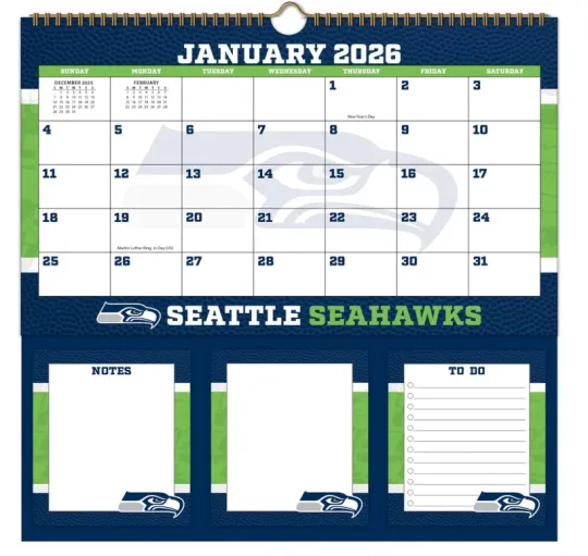 Discover Seattle Football 2026 Memomate Spiral Calendar