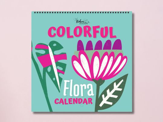 Discover Colorful Flowers 2026 Calendar  Abstract Botanical Art, Custom Start