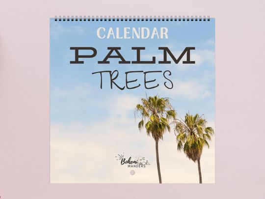 2026 Palm Tree Calendar, Tropical Sunset Beach House Decor