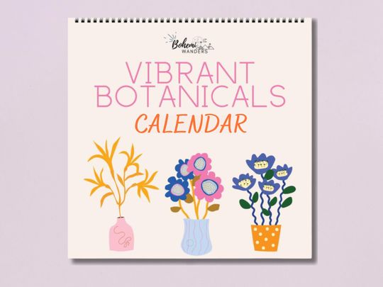 Discover Abstract Botanicals 2026 Wall Calendar, Boho Flowers and Plants Office Decor