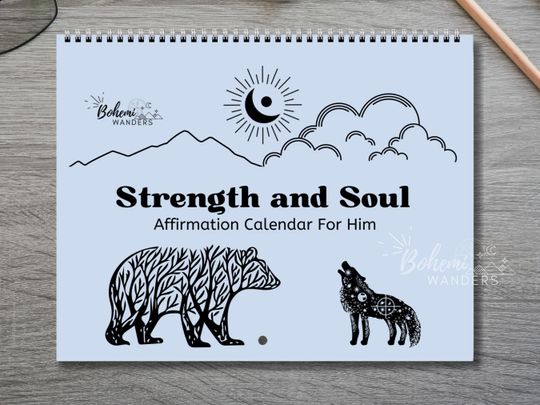 Discover Mens Affirmations 2026 Calendar  Empowering Minimalist Yoga Black Line Art Calendar, Meditation & Growth Mindset Gift