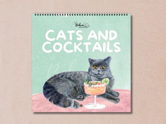 Discover 2026 Cats and Cocktails Calendar  Funny Punny Happy Hour Cats Calendar for Cat Moms