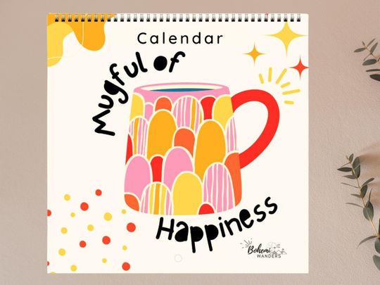 Discover 2026 Inspirational Coffee Mug Calendar, Motivational Retro Boho Kitchen Decor