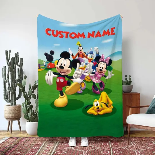 Discover Custom Funny Mickey And Friends Happy Fleece Blanket