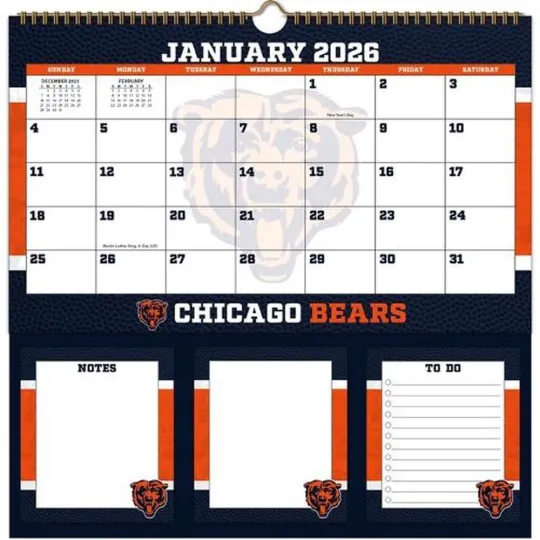 Discover Chicago Football 2026 Memomate Spiral Calendar