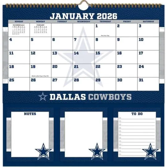 Discover Dallas Football 2026 Memomate Spiral Calendar