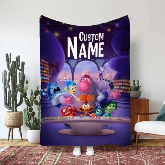 Discover Personalized Disney Pixar Inside Out 2 Joy Sadness Anger Fleece Blanket