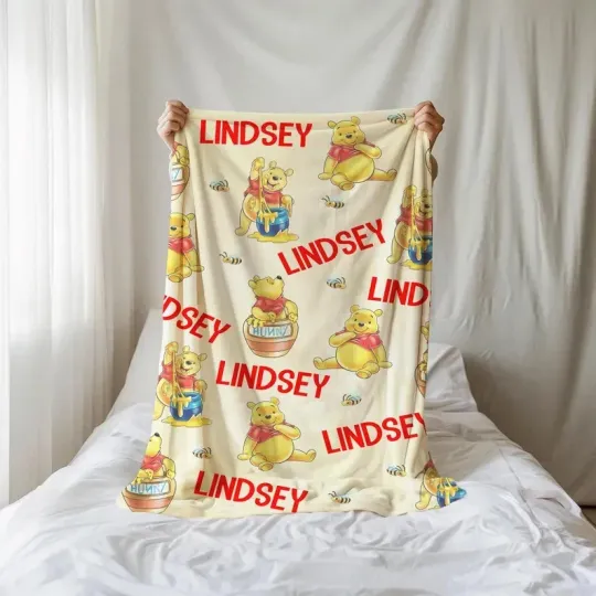 Discover Personalized Disney Winnie The Pooh Bear Fleece Blanket