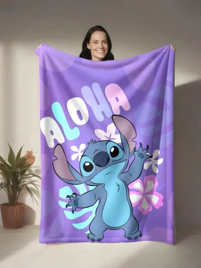 Discover Personalized Name Disney Aloha Floral Stitch Fleece Blanket