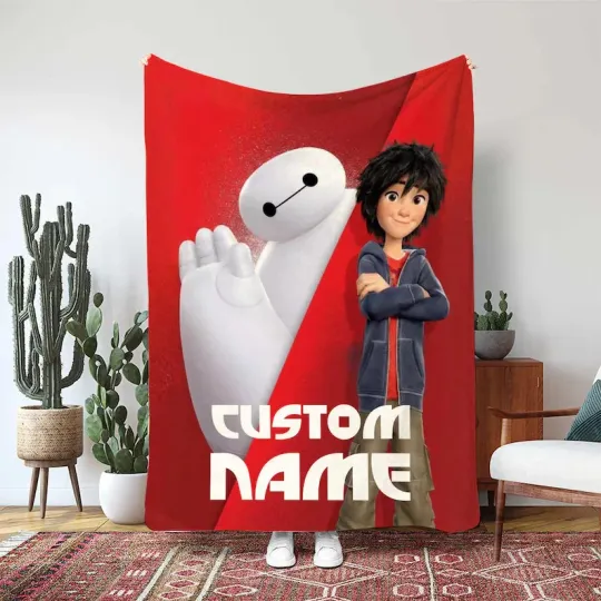 Disney Baymax And Hiro Blanket, Robot And Boy Friendship Custom Fleece Blanket
