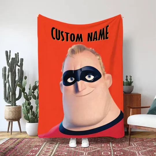 Incredible The Incredibles Blanket Robert Parr Custom Superhero Fleece Blanket