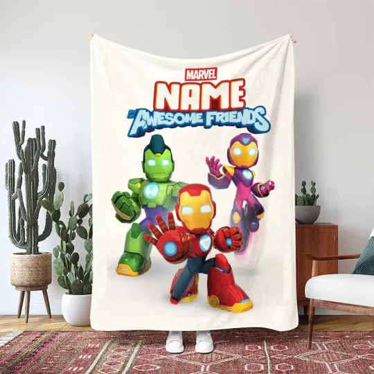 Discover Iron Man And His Awesome Friends Disney Marvel Custom Superhero Fleece Blanket