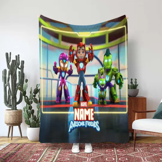 Iron Man And His Awesome Friends Marvel Custom Superhero Fleece Blanket